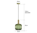 Nordic Modern Ribbed Glass Pendant Light Green/Grey/Amber Glass Hanging Lamp for Kitchen Island Dining Room Home Decor E27