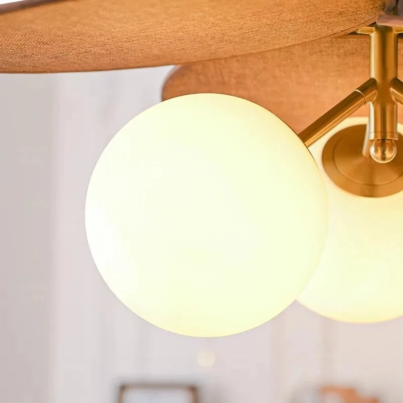 Retro Wood Pendant Light with Glass Globes