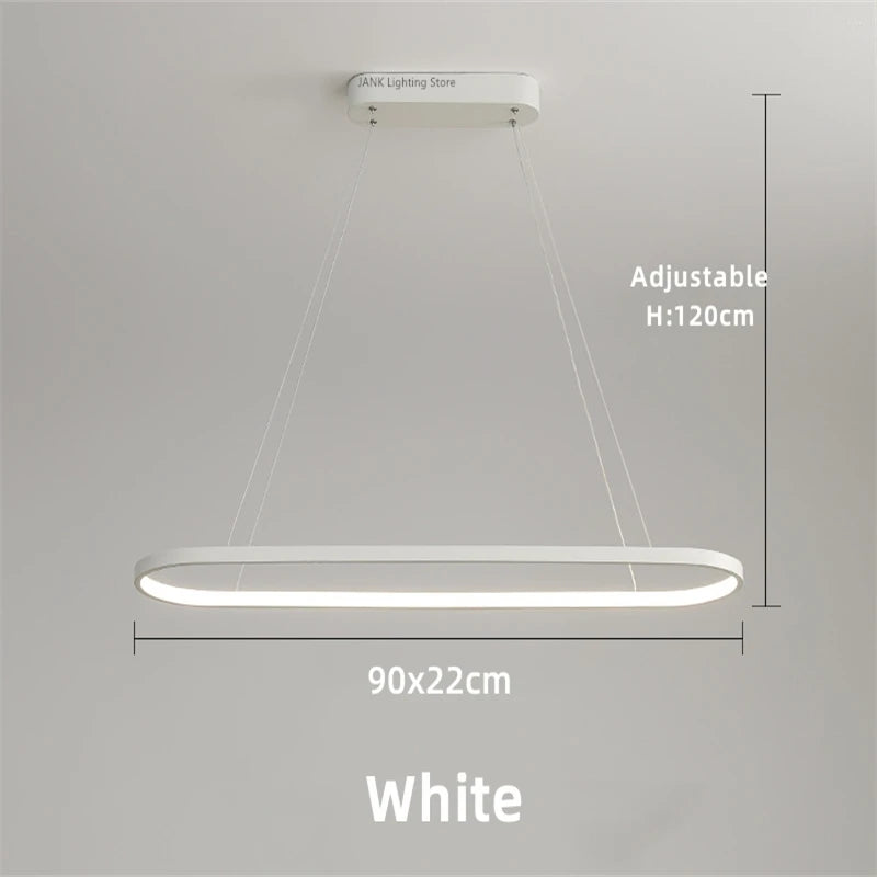 Lámpara colgante LED minimalista con diseño de tira ovalada