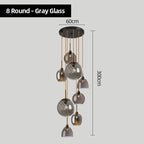 Modern Swirl Glass Pendant Light in Smoked Gray and Amber for Kitchen Island