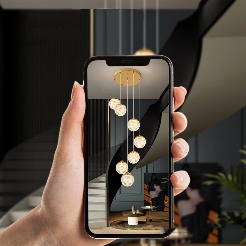 Modern Crystal Glass Pendant Light for Staircase