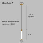 Sunlight Tube Restaurant Bedroom Bedside Long Line Pendant Lamp Modern Minimalist Fish Line Lamp White Acrylic Pendant Lamp