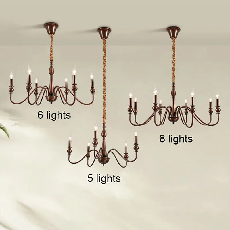 Black Iron Candle Chandelier Crystal Accents