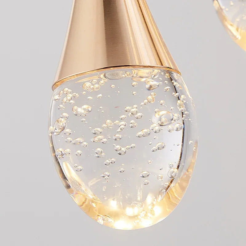 Lámpara de Araña LED de Diseño Moderno para Escalera, Lámpara de Cristal Larga de Lujo para Pasillo, con Luz Colgante Dorada Regulable para Decoración del Hogar