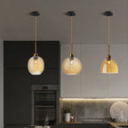 Modern Swirl Glass Pendant Light in Smoked Gray and Amber for Kitchen Island