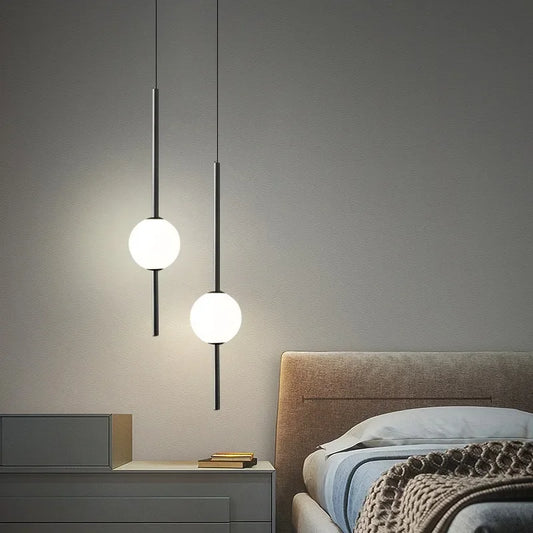 Nordic Glass Pendant Light with Brass Rod