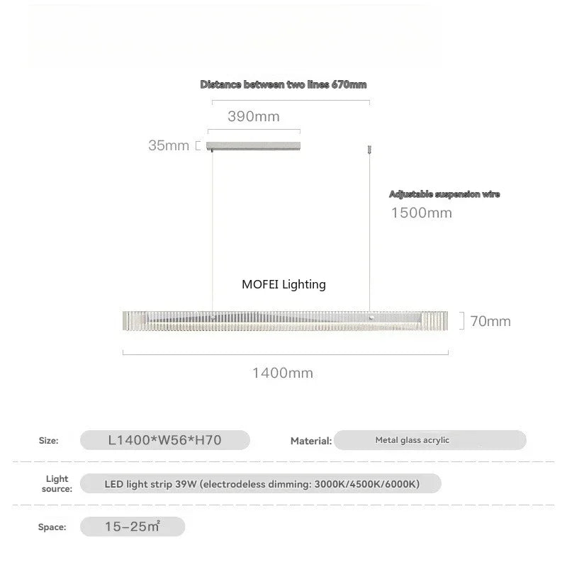 Minimalist Linear Pendant Light with Metal Finish