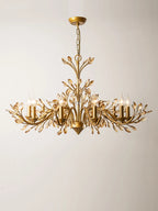 Vintage Iron Chandelier with Crystal Accents