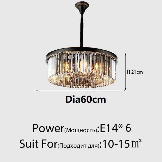 Araña de cristal moderna LED lámpara de techo negra dorada sala de estar hotel de lujo accesorios de iluminación para comedor