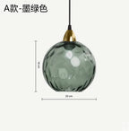 Nordic Dimpled Glass Ball Pendant Light in Jewel Colors for Kitchen