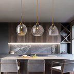 Modern Swirl Glass Pendant Light in Smoked Gray and Amber for Kitchen Island