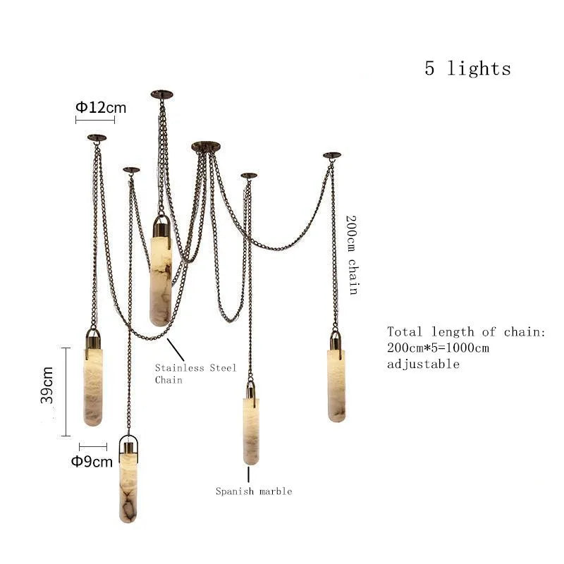 Nordic Marble Alabaster Pendant Light Multi-Drop