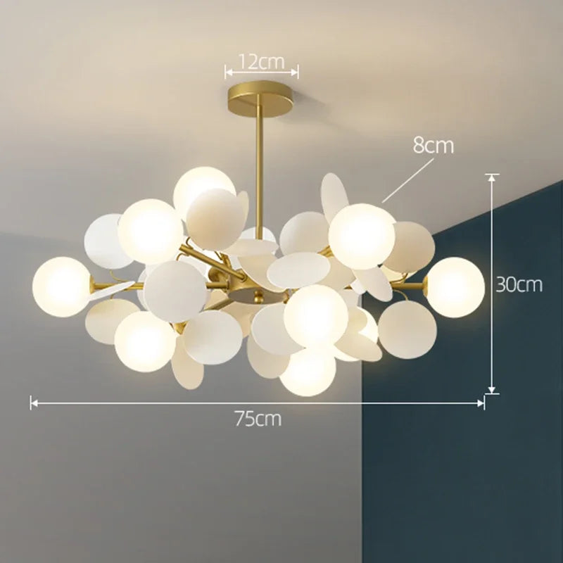 Colorful Branch Chandelier with Opal Glass Balls for Kids Room and Living Room