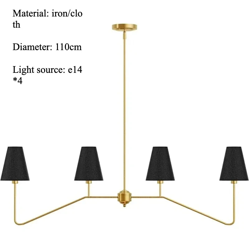 Nordic Iron Pendant Light with Fabric Shades