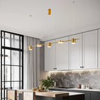 Modern Linear Disc Spotlight Chandelier in Black and Gold for Dining Table