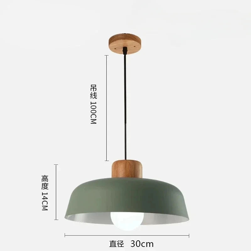 Nordic Wood Metal Pendant Light for Dining Room