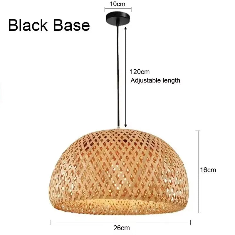 Bamboo Hand Weaving Pendant Lights 36cm Hanging LED Ceiling Lamp Chandelier Fixture Rattan Hand Craft Woven Home Bedroom Decor