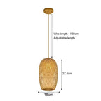 Bamboo Hand Weaving Pendant Lights 36cm Hanging LED Ceiling Lamp Chandelier Fixture Rattan Hand Craft Woven Home Bedroom Decor