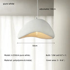 Wabi Sabi White Resin Dome Pendant Light for Living Room and Dining Room