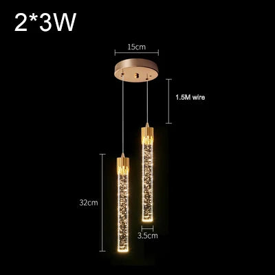 Modern Bubble Texture Acrylic Column Pendant Light in Gold for Bedside