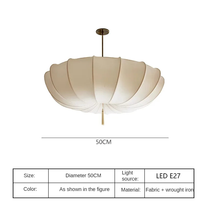 European Cream Fabric Pumpkin Pendant Light for Dining Room and Hotel