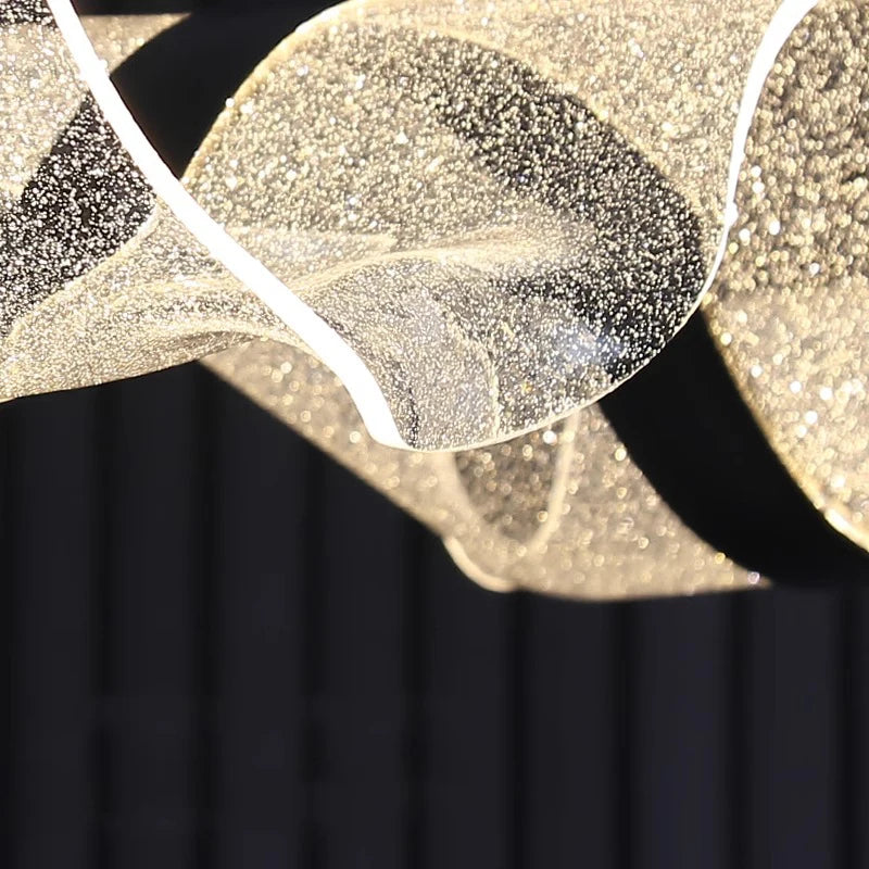 Modern Wave LED Linear Chandelier for Dining Table in Black Gold and White