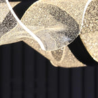 Modern Wave LED Linear Chandelier for Dining Table in Black Gold and White