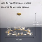 Modern Ring Glass Ball LED Chandelier Iron Frame