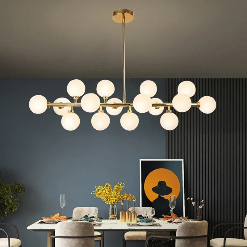 Lámpara colgante nórdica de cristal para comedor