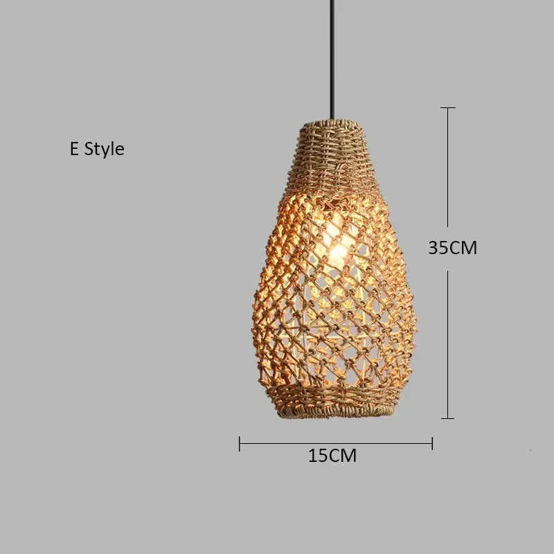 Bohemian Rattan Woven Pendant Light for Dining