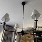 Modern Black Chandelier with Fabric Shades