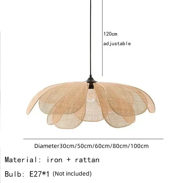 Bohemian Rattan Pendant Light for Bedroom