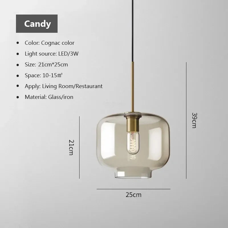 Lámpara colgante de cristal nórdica para comedor