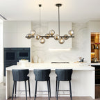 Mid-Century Modern Iron Pendant Light with Smoked Glass