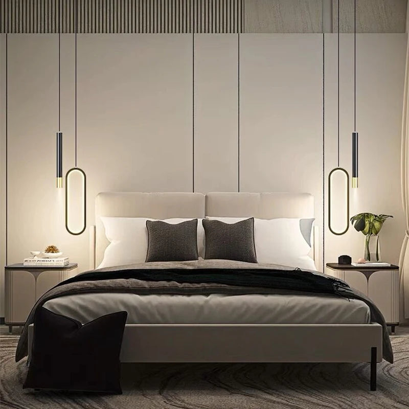 Lámpara colgante de hierro minimalista para dormitorio y comedor