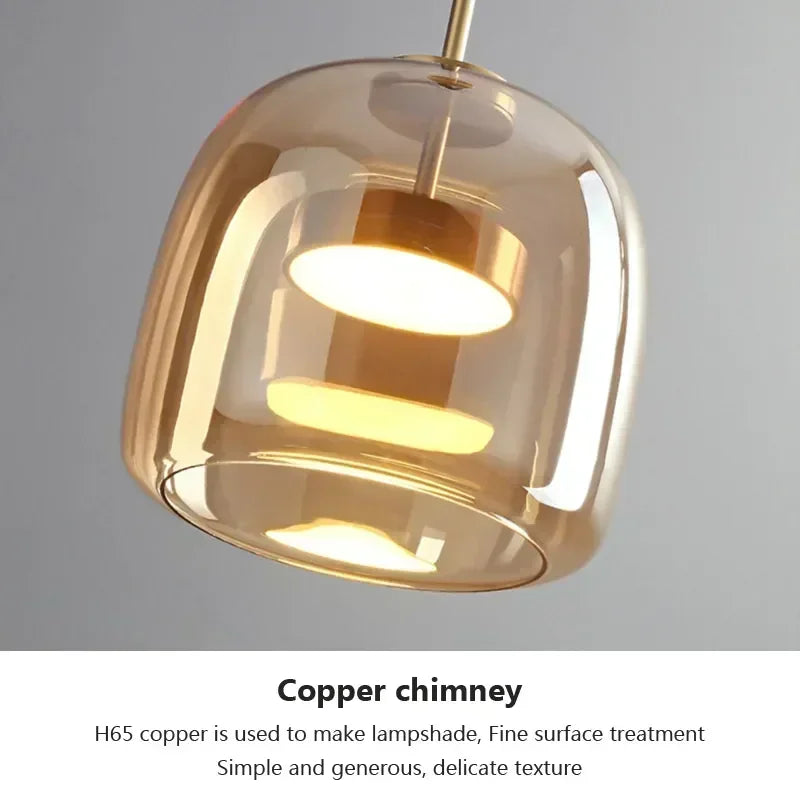 Nordic Glass Pendant Light with Brass Accent