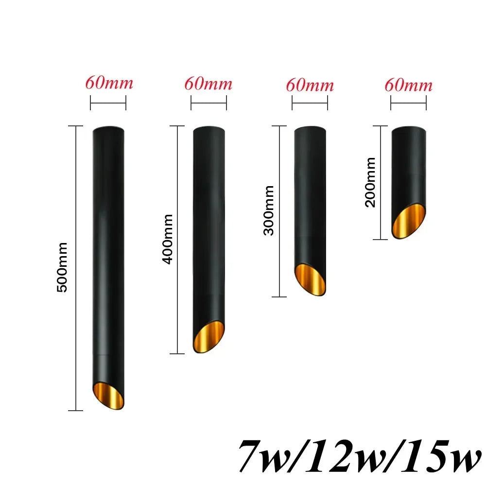 Modern Dimmable LED Spotlight Tube Pendant in Black and White for Kitchen Island