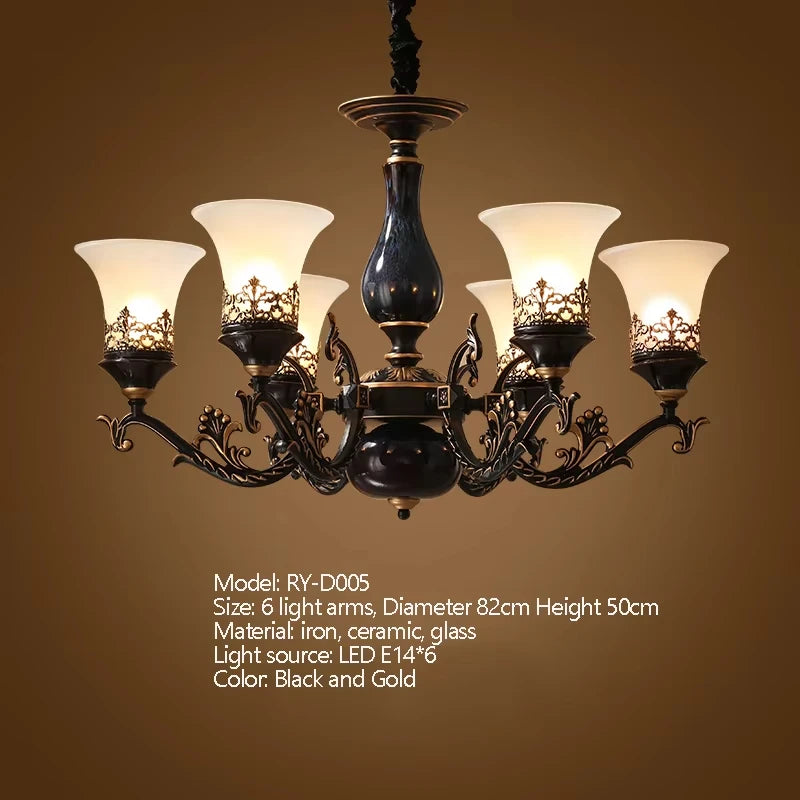 Ceramic Chandelier with E14 Socket Retro Luxurious