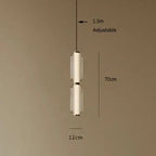 Modern Ribbed Glass Capsule Linear Chandelier in Gold for Dining Table