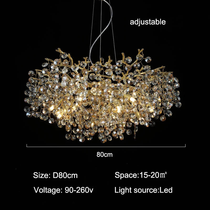 Modern Gold Branch Crystal Chandelier for Dining Room