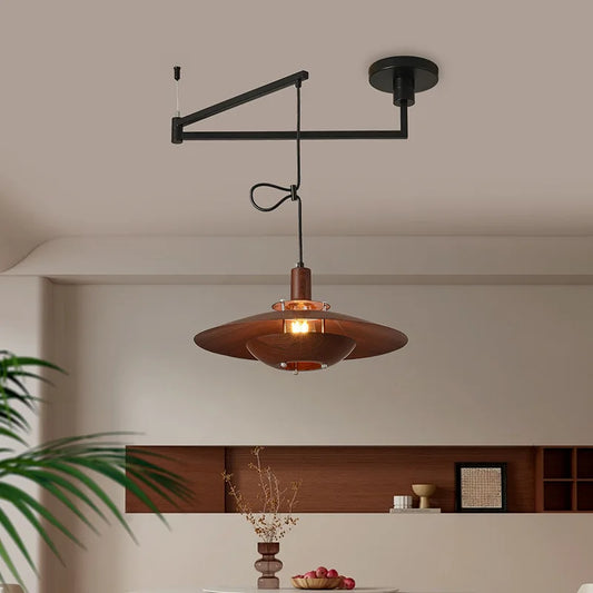 Retro Iron Pendant Light with Copper Shade