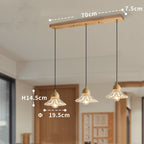 Candelabro colgante nórdico de tres cabezas de madera y vidrio