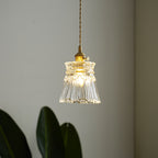 Japanese Glass Pendant Ceiling Light with Copper Accents