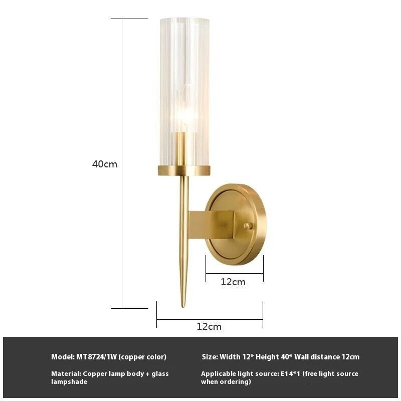 Lámpara de pared de cristal creativa posmoderna para sala de estar o dormitorio