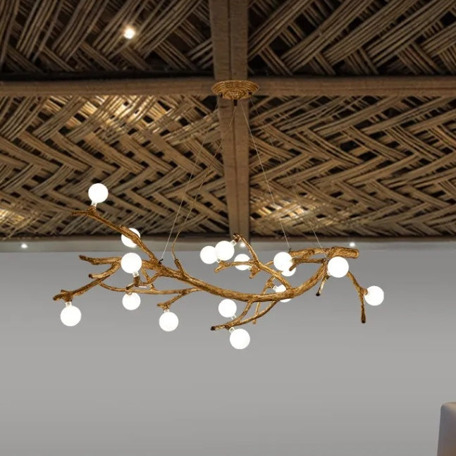 Araña de techo japonesa Wabi Sabi con rama de árbol zen