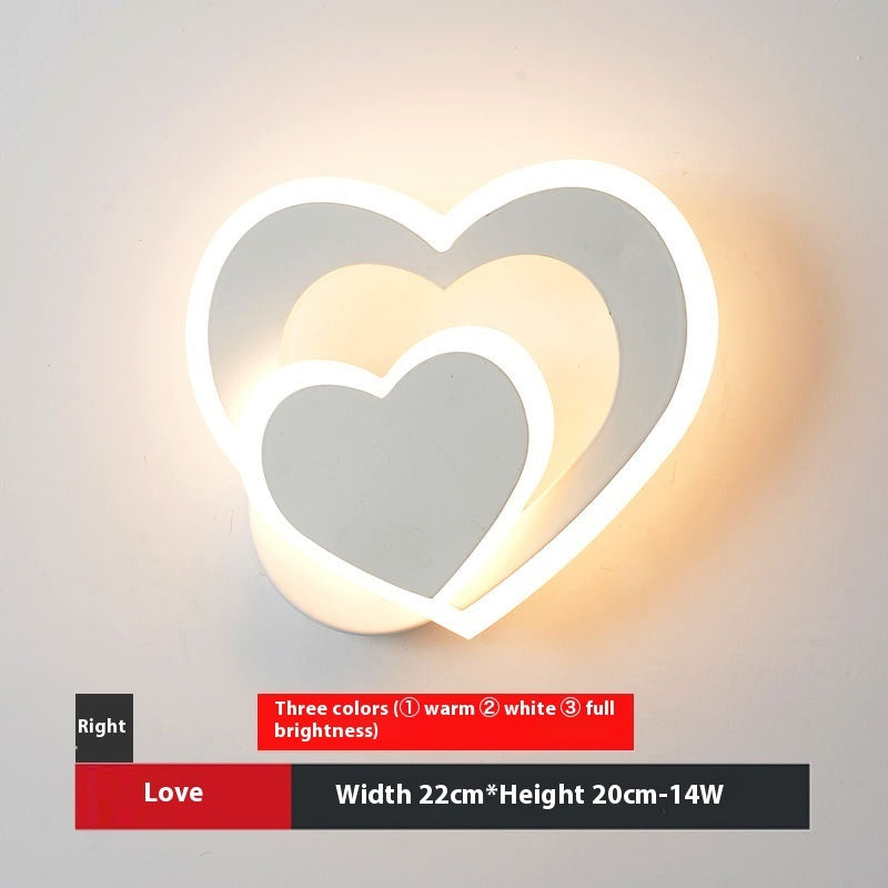 LED Heart-shaped Wall Lamp - Bedroom Living Room Light