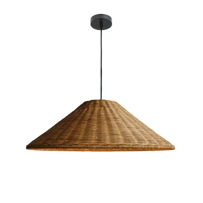 Lámpara Colgante de Bambú Tejido de Ratán Estilo Wabi Sabi Vintage