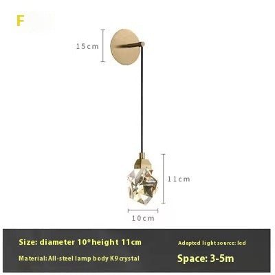 Crystal Copper Wall Pendant Light Modern Aisle