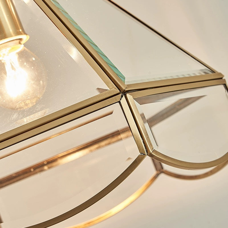 Lámpara Colgante de Cristal y Cobre Estilo Americano