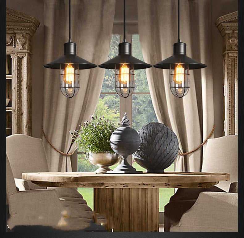 Iron Bird Cage Pendant Light - Industrial Black